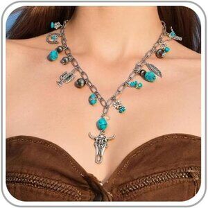 Layered Western Necklaces Talia Turquoise Layered Necklace Boho Cowboy Charms